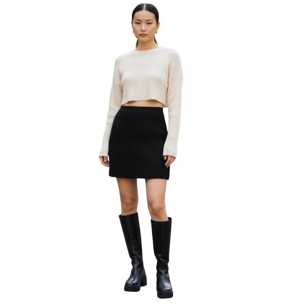 27. Abercrombie & Fitch Black Ribbed Skirt Womenβs Large NWT High Rise Knit